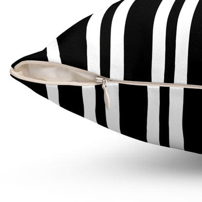 Black, White Retro Stripes Cushion Pillow