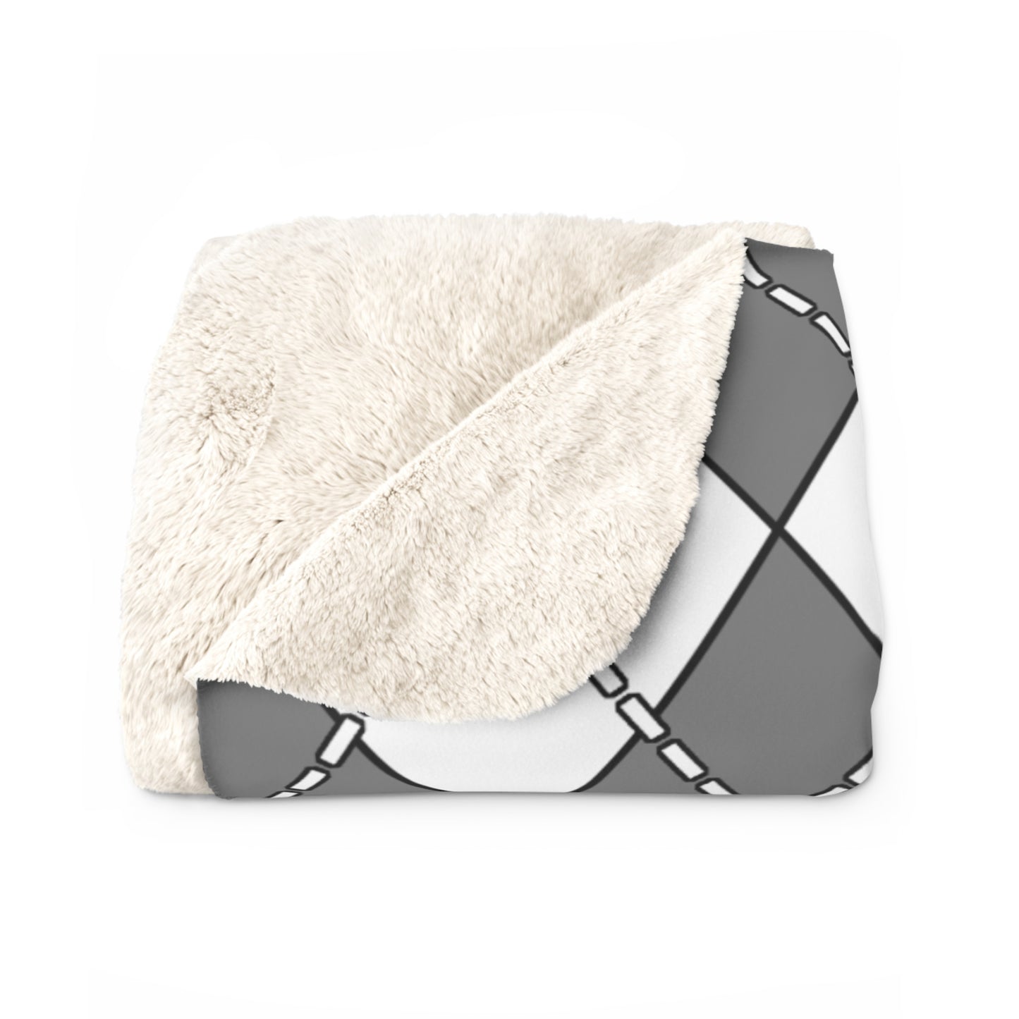 Grey, White Retro Argyle Blanket Throw