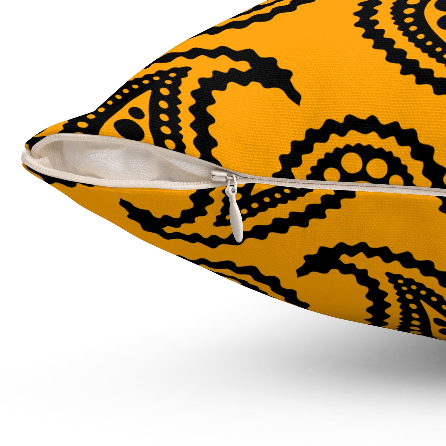 Orange, Black Retro Paisley Cushion Pillow