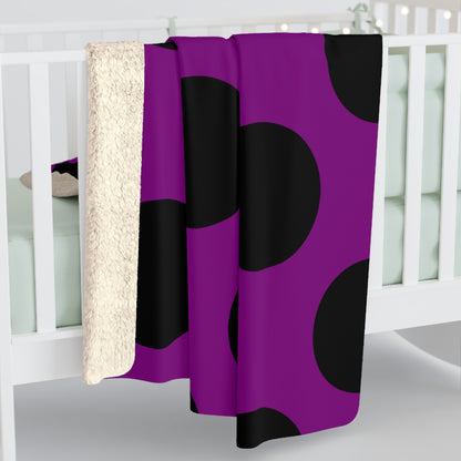 Purple, Black Retro Polka Dots Blanket Throw