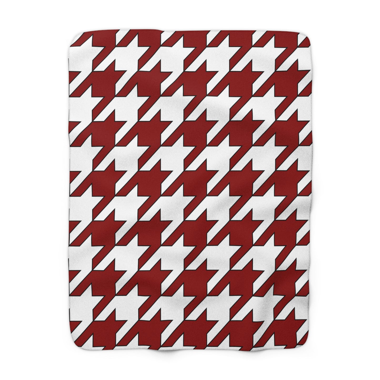 Dark Red, White Retro Houndstooth Blanket Throw