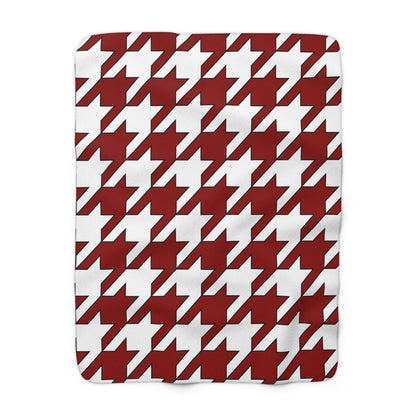 Dark Red, White Retro Houndstooth Blanket Throw