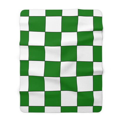 Green, White Retro Check Blanket Throw