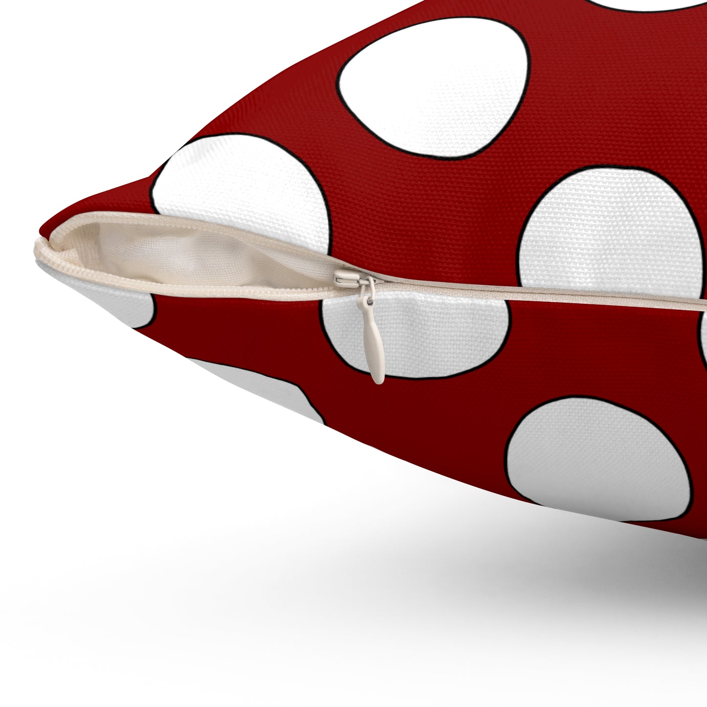 Dark Red, White Retro Polka Dots Cushion Pillow