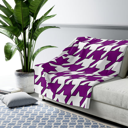Purple, White Retro Houndstooth Blanket Throw