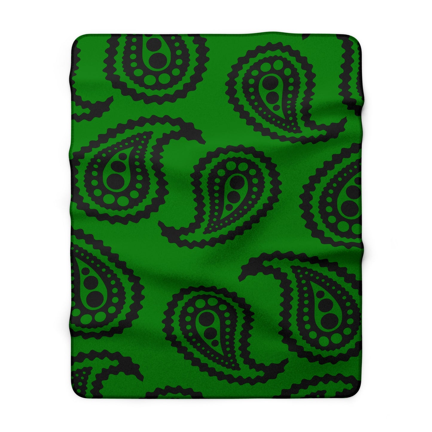 Green, Black Retro Paisley Blanket Throw