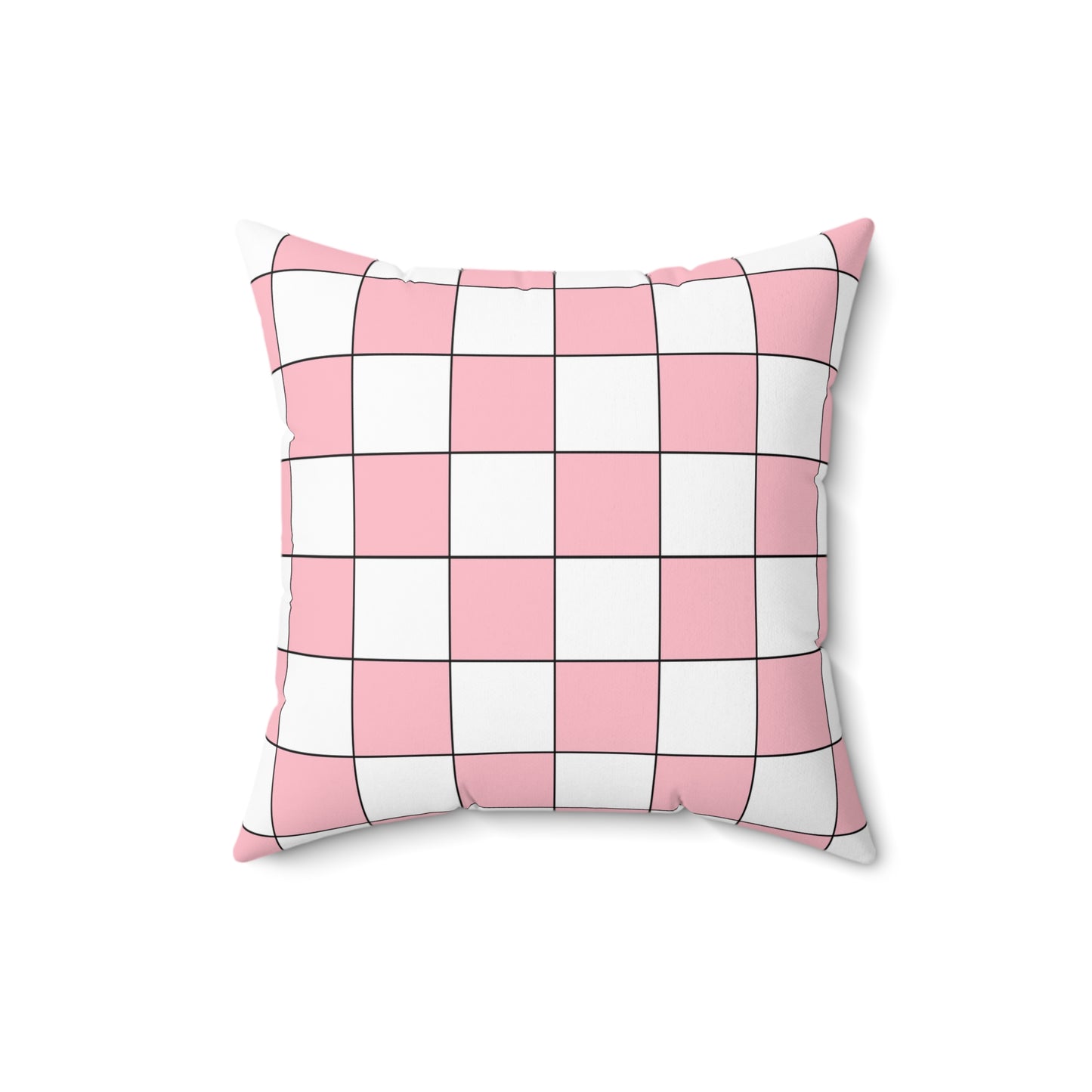 Pink, White Retro Check Cushion Pillow