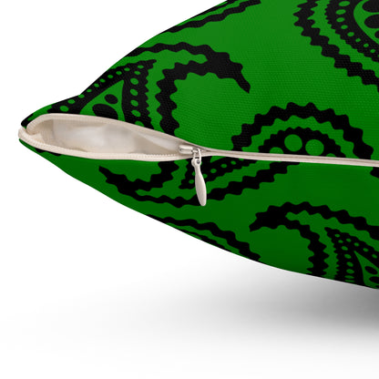 Green, Black Retro Paisley Cushion Pillow