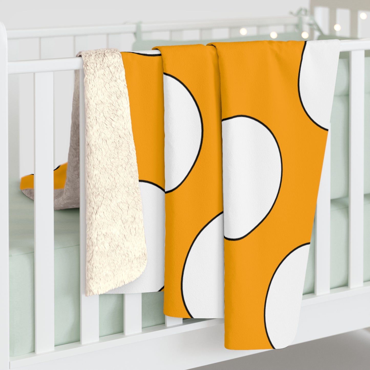 Orange, White Retro Polka Dots Blanket Throw