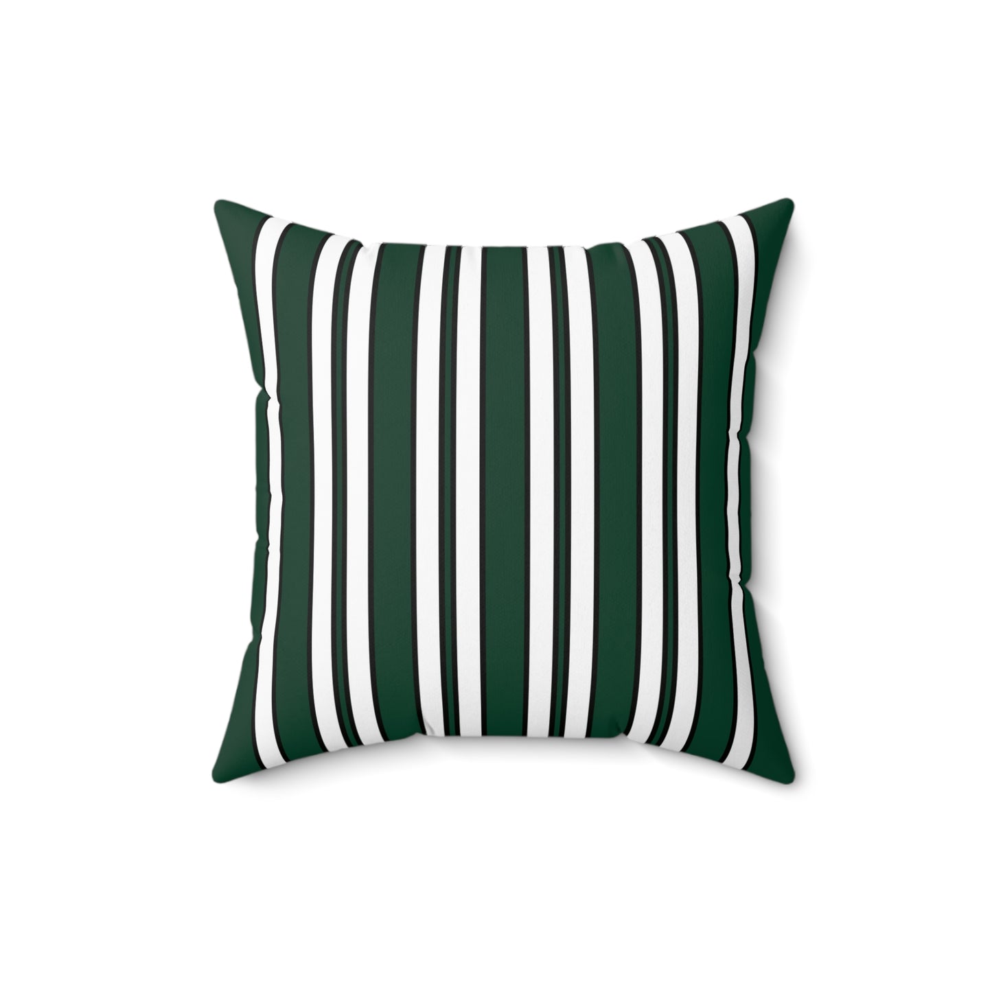 Dark Green, White Retro Stripes Cushion Pillow