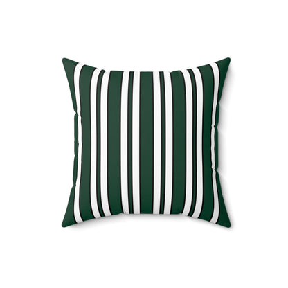 Dark Green, White Retro Stripes Cushion Pillow
