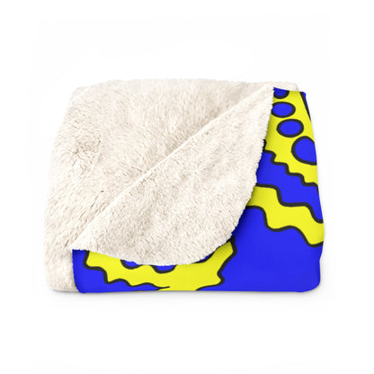 Blue, Yellow Retro Paisley Blanket Throw