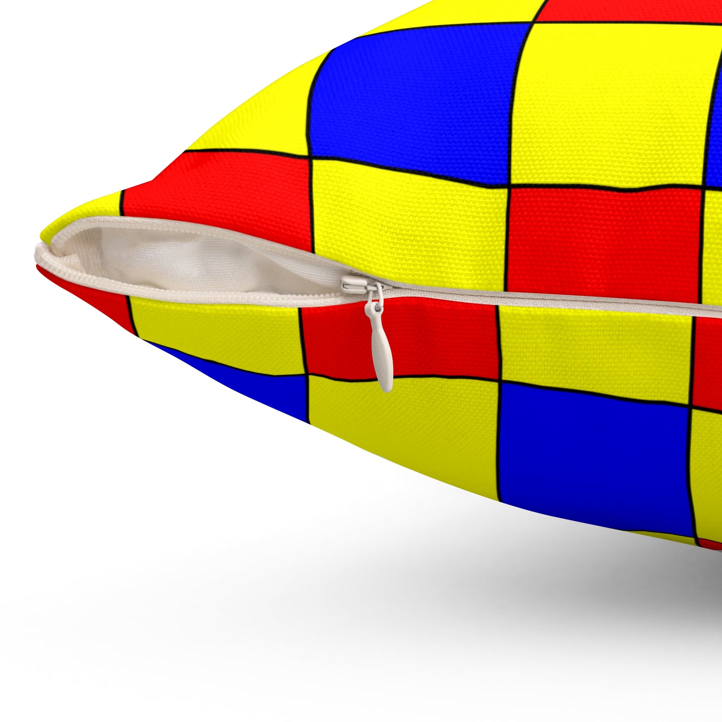 Yellow, Blue, Red Retro Check Cushion Pillow