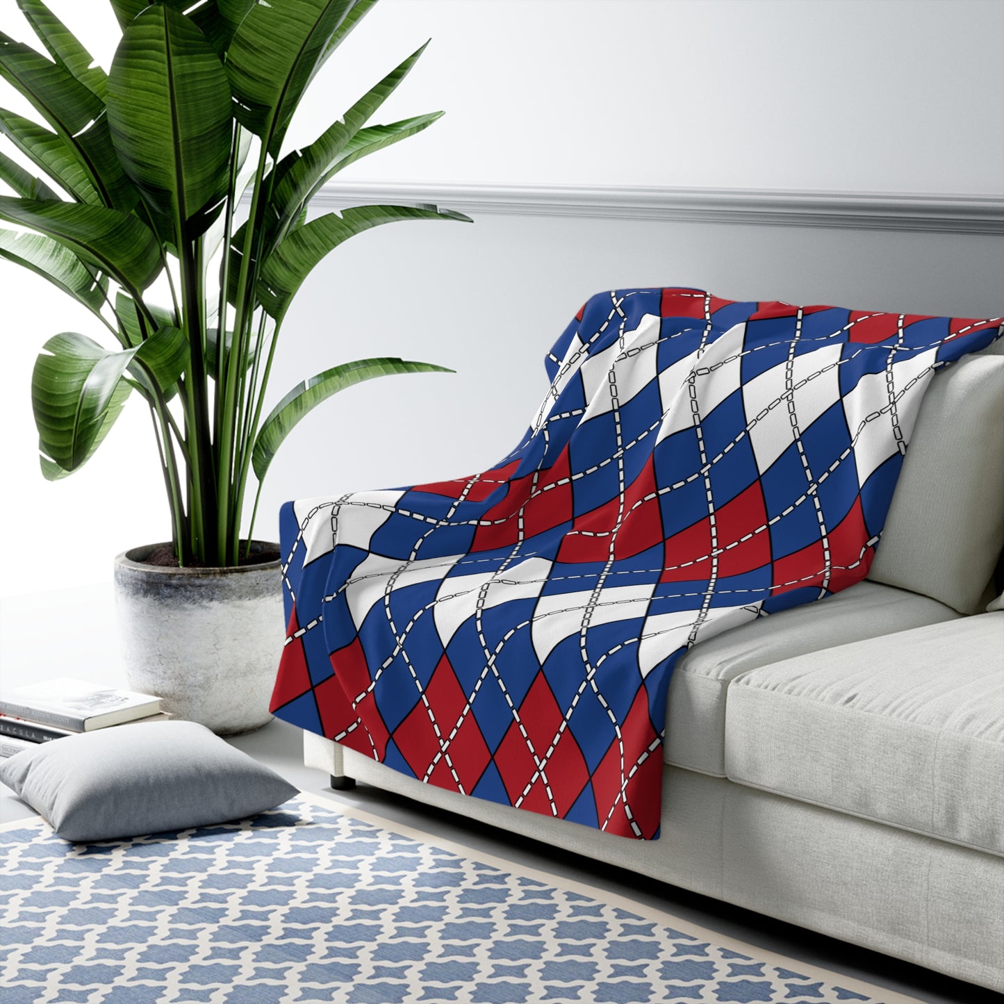 Caribbean Netherlands Retro Argyle Blanket Throw
