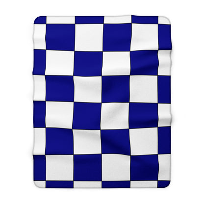 Dark Blue, White Retro Check Blanket Throw