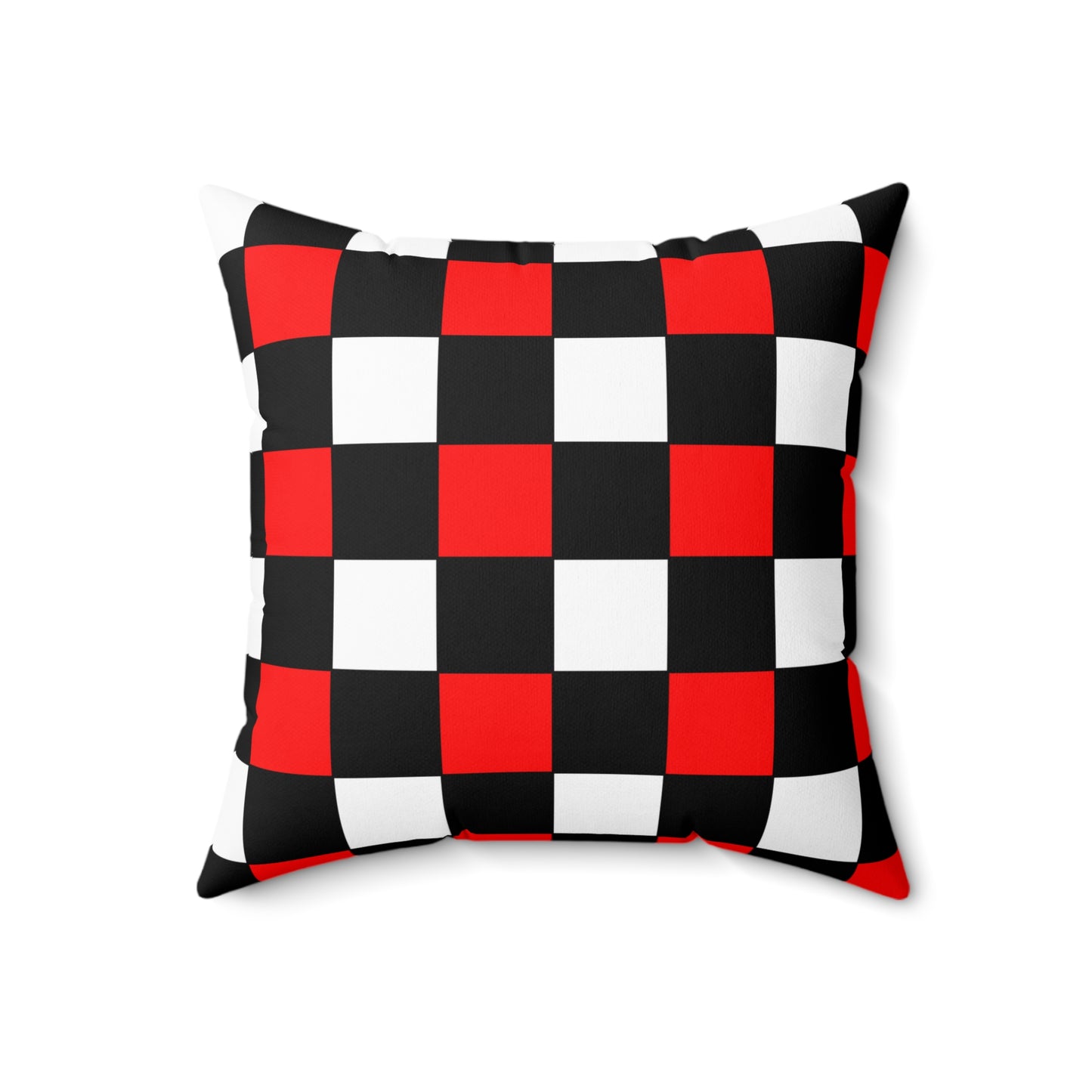 Black, White, Red Retro Check Cushion Pillow