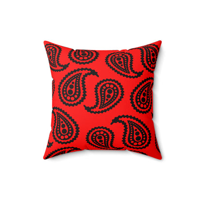 Red, Black Retro Paisley Cushion Pillow