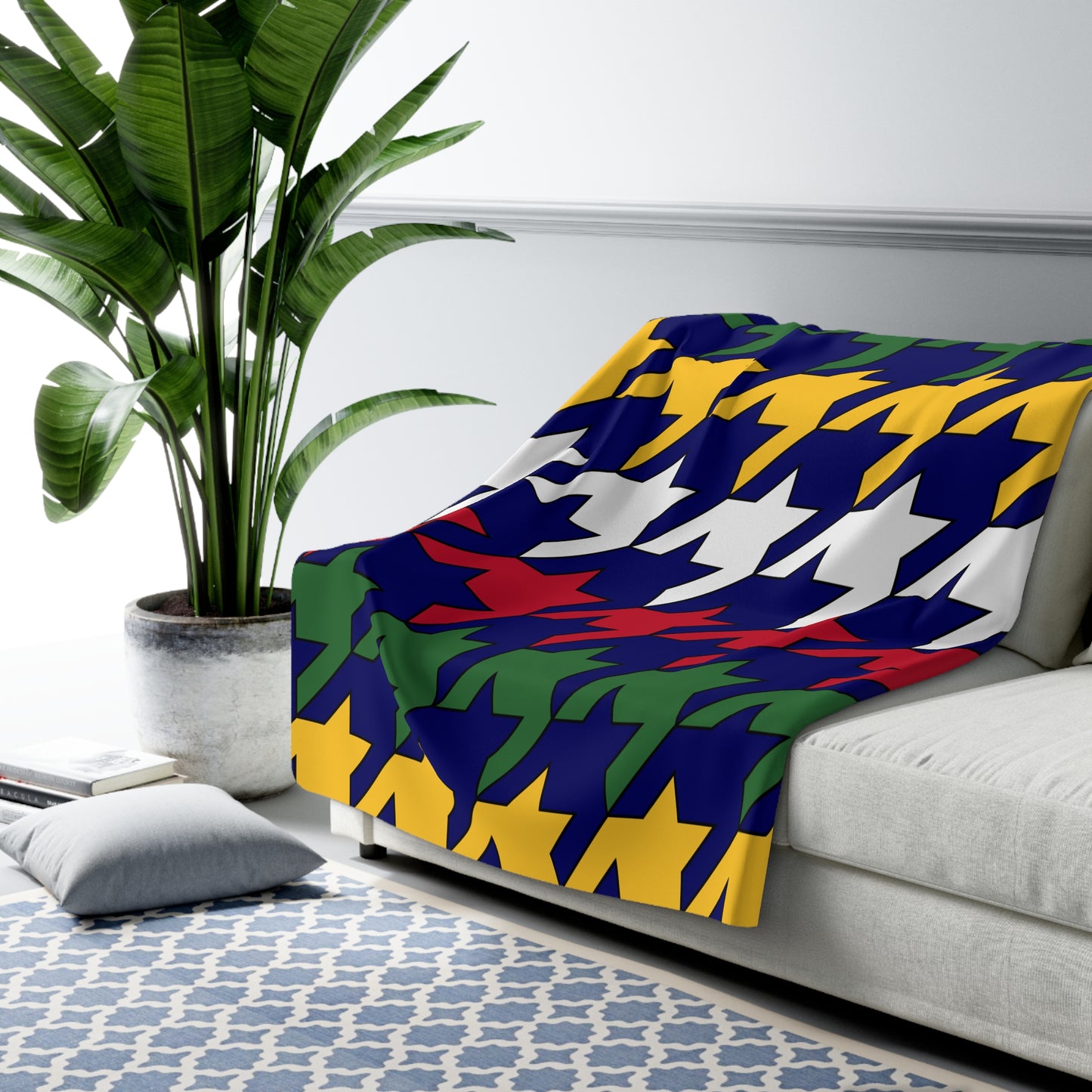 British Virgin Islands Retro Houndstooth Blanket Throw
