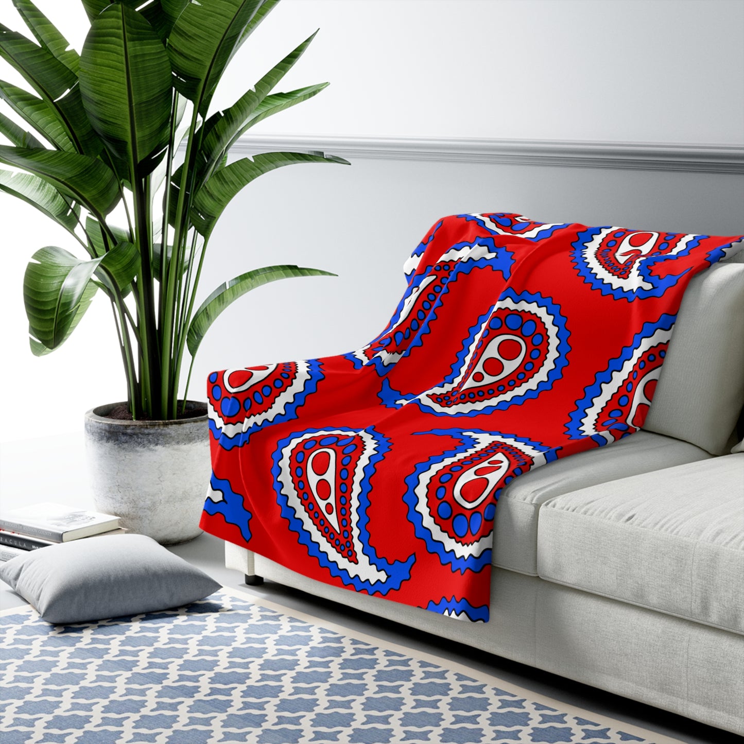 Puerto Rico Retro Paisley Blanket Throw