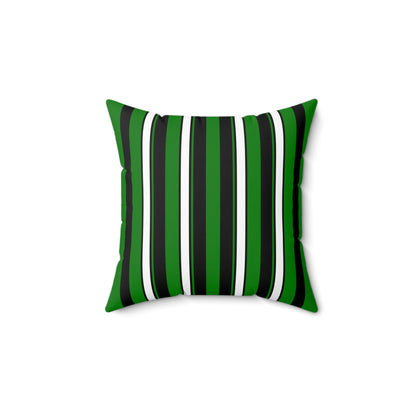 Green, Black, White Retro Stripes Cushion Pillow