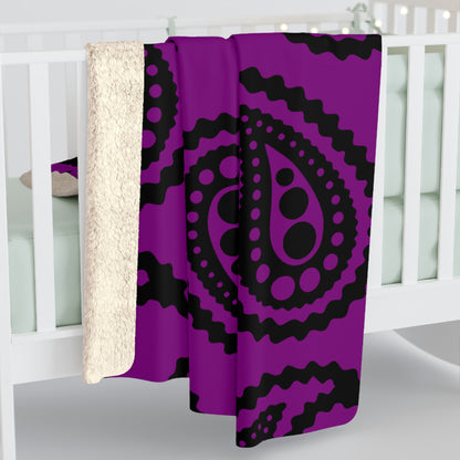 Purple, Black Retro Paisley Blanket Throw