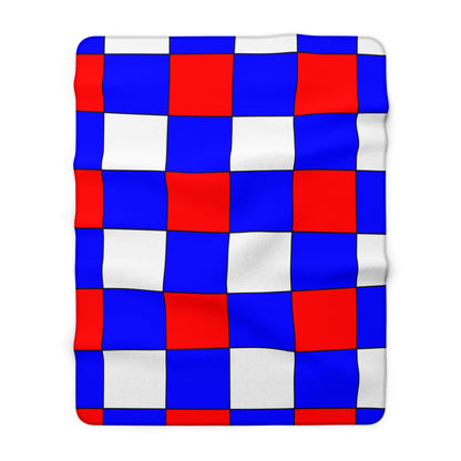 Blue, White Red Retro Check Blanket Throw