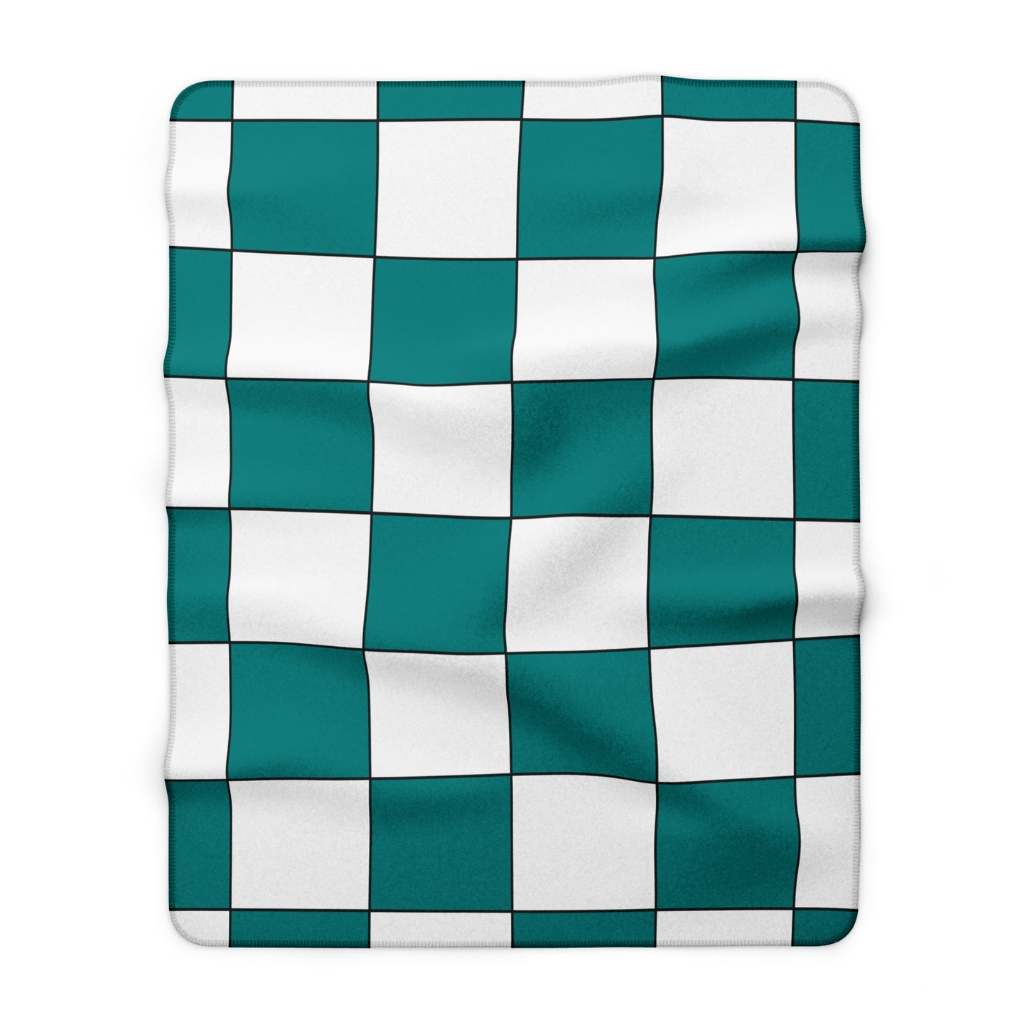 Teal, White Retro Check Blanket Throw