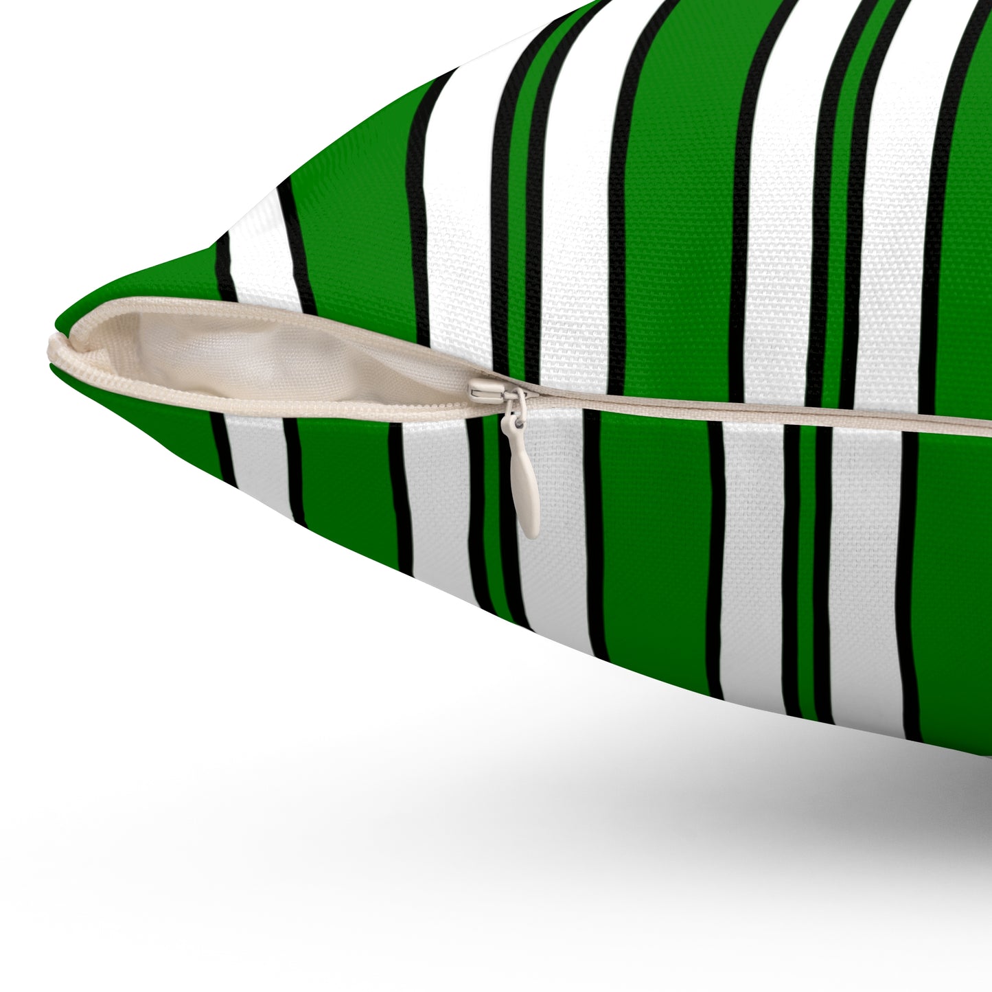 Green, White Retro Stripes Cushion Pillow