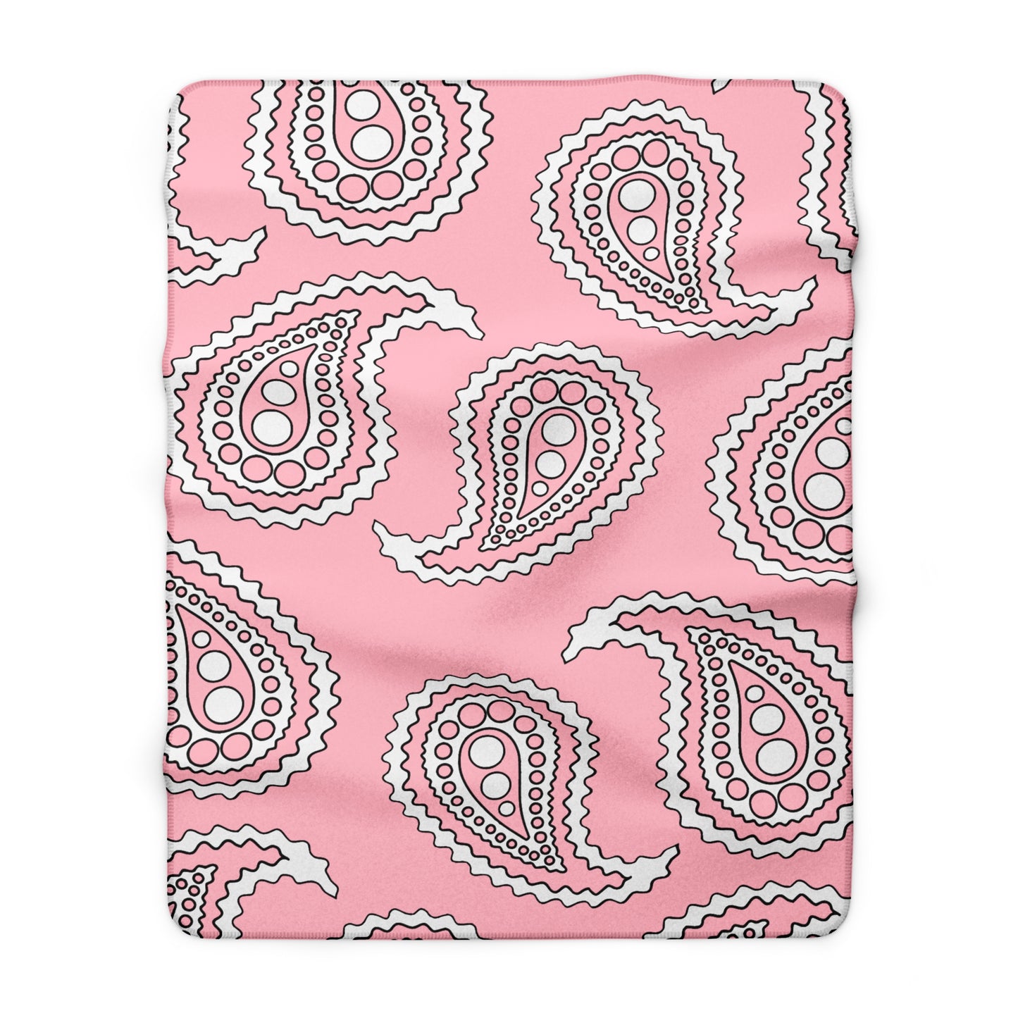 Pink, White Retro Paisley Blanket Throw