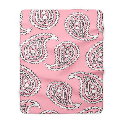 Pink, White Retro Paisley Blanket Throw