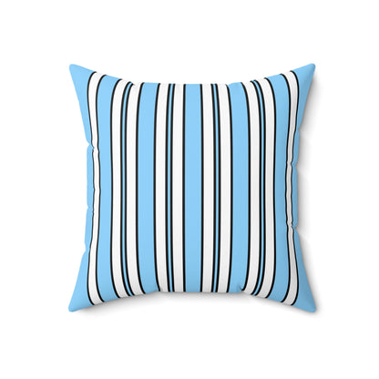 Light Blue, White Retro Stripes Cushion Pillow