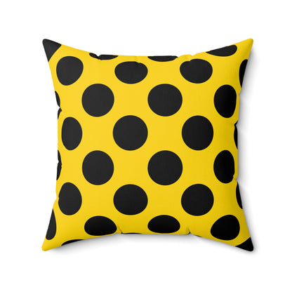 Gold, Black Retro Polka Dots Cushion Pillow
