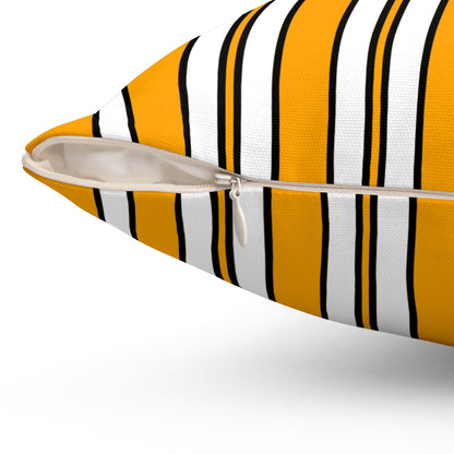 Orange, White Retro Stripes Cushion Pillow
