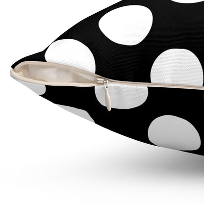 Black, White Retro Polka Dots Cushion Pillow