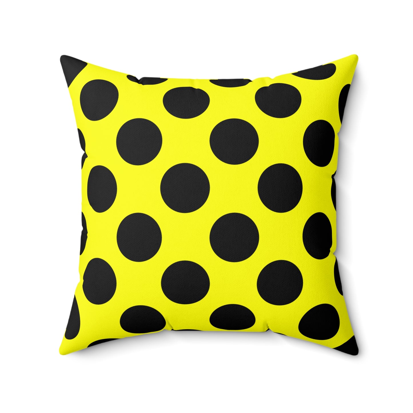 Yellow, Black Retro Polka Dots Cushion Pillow