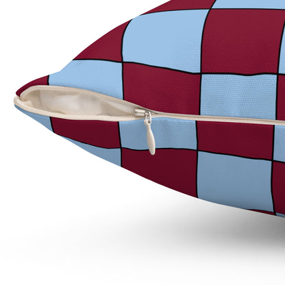 Claret, Blue Retro Check Cushion Pillow