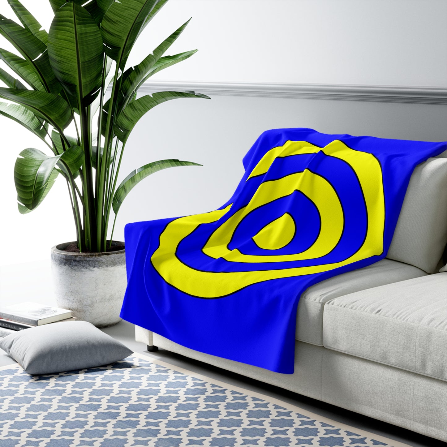 Blue, Yellow Retro Target Blanket Throw