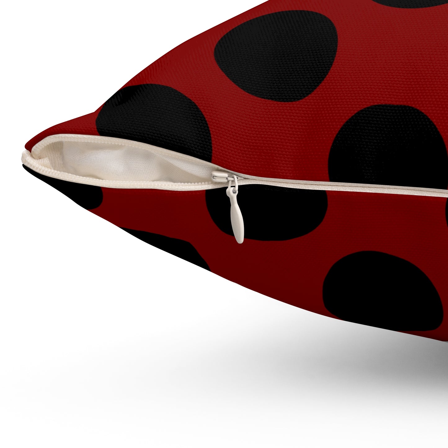 Maroon, Black Retro Polka Dots Cushion Pillow