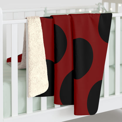 Maroon, Black Retro Polka Dots Blanket Throw