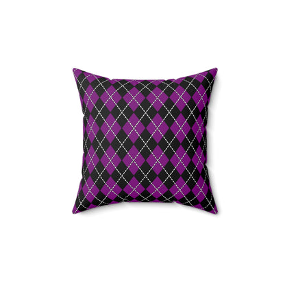 Purple, Black Retro Argyle Cushion Pillow