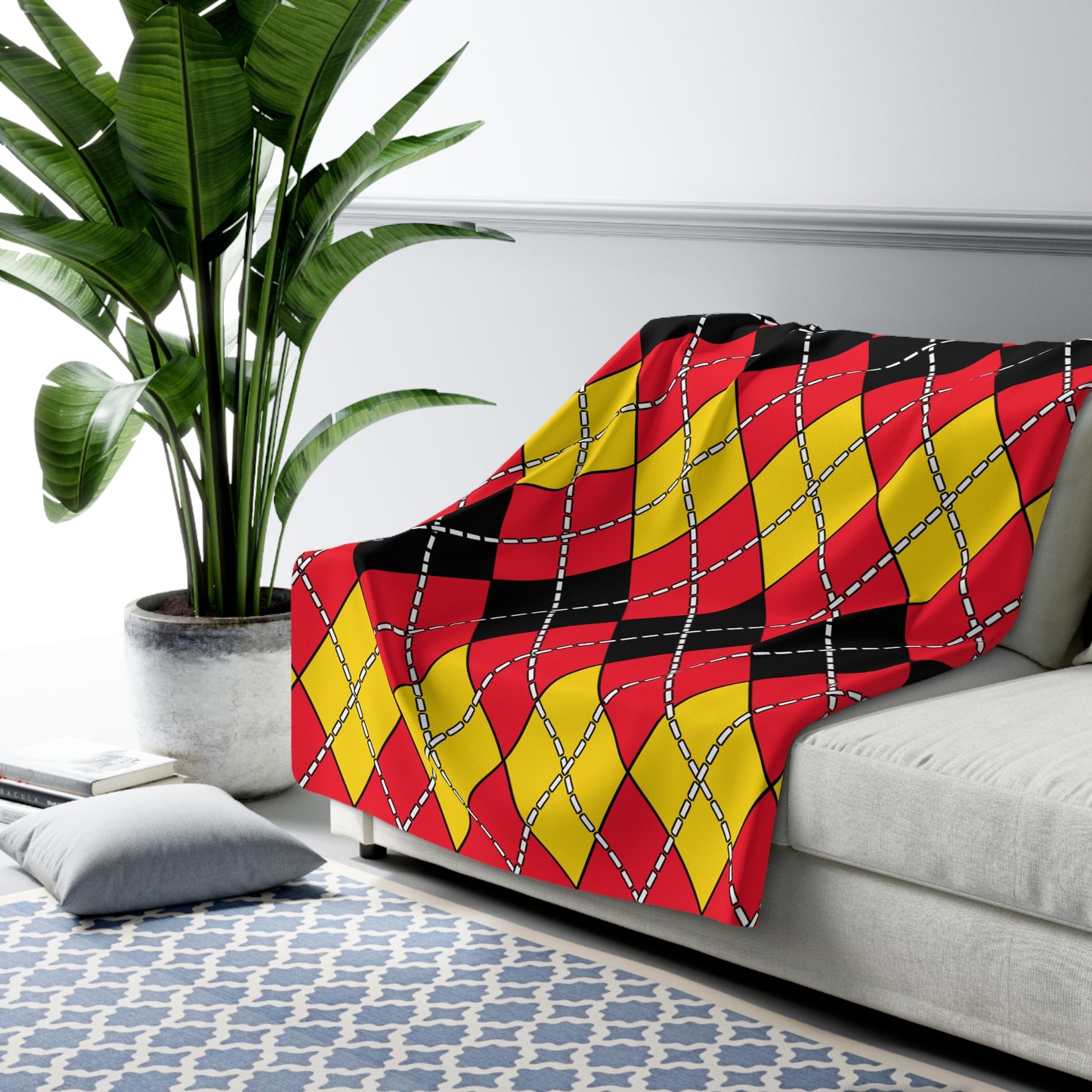 Belgium Retro Argyle Blanket Throw