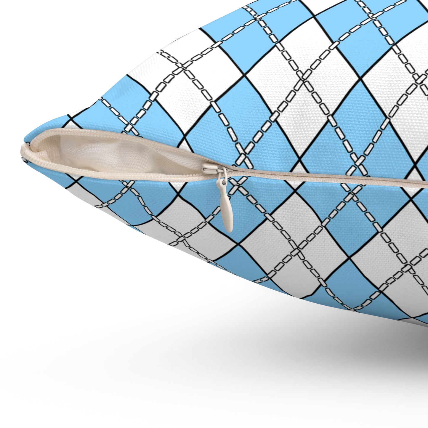 Light Blue, White Retro Argyle Cushion Pillow