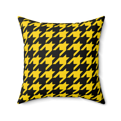Gold, Black Retro Houndstooth Cushion Pillow