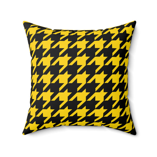 Gold, Black Retro Houndstooth Cushion Pillow