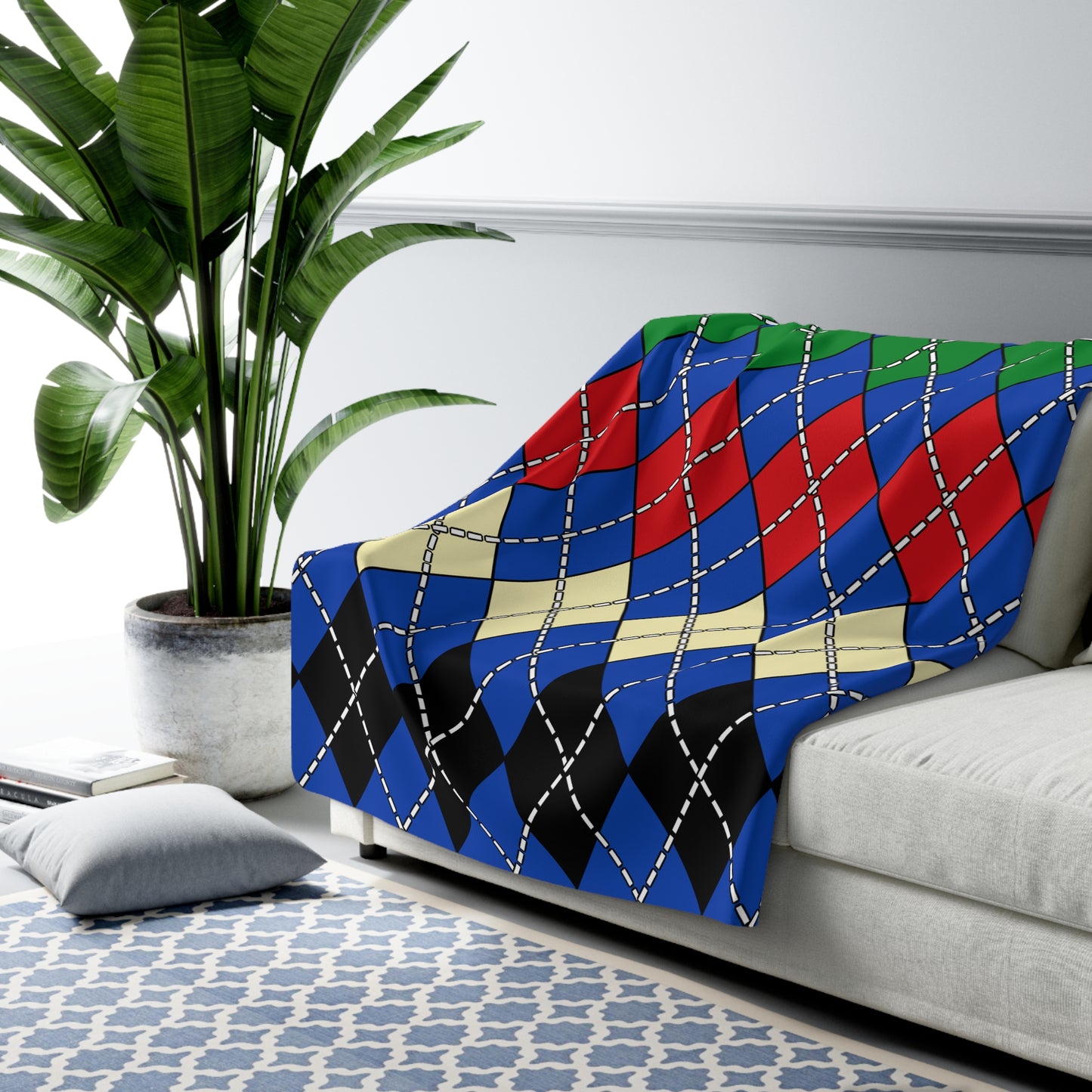 South Sudan Retro Argyle Blanket Throw
