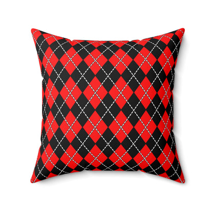 Red, Black Retro Argyle Cushion Pillow