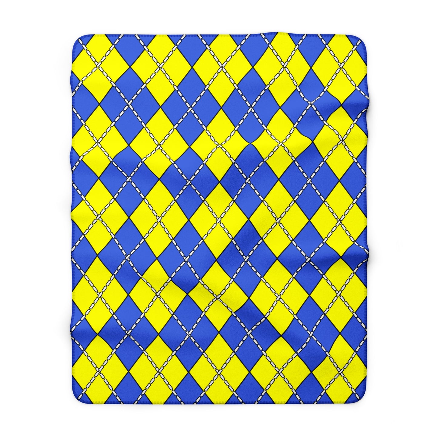 Royal Blue, Yellow Retro Argyle Blanket Throw