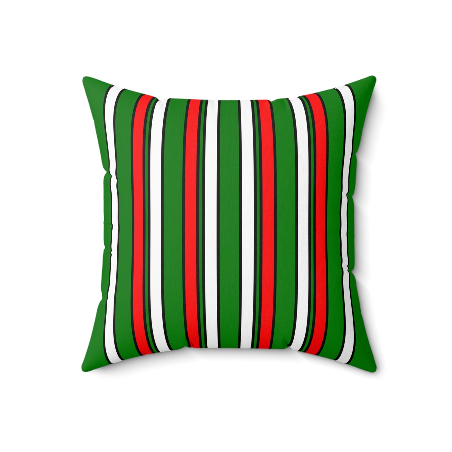 Green, White, Red Retro Stripes Cushion Pillow