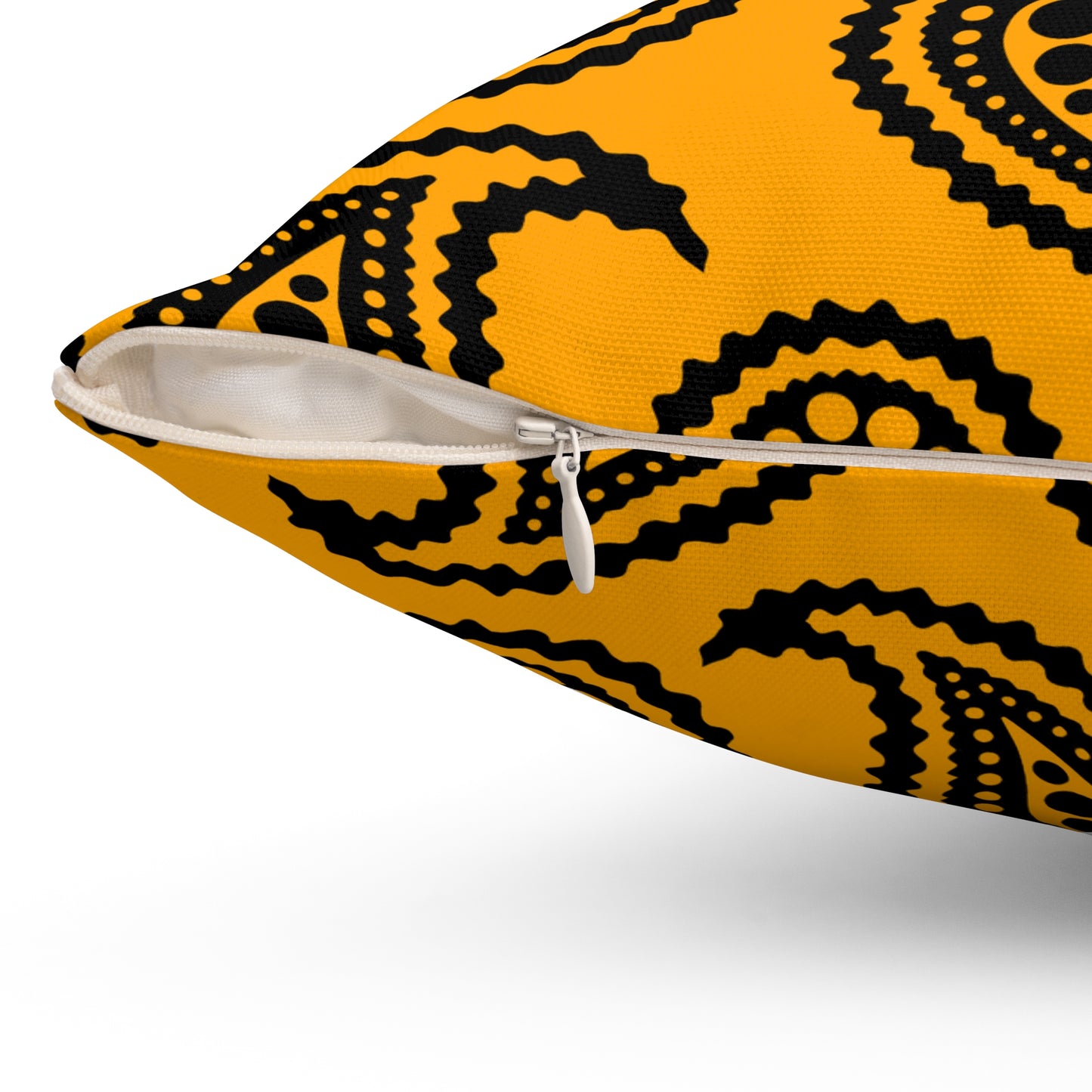 Orange, Black Retro Paisley Cushion Pillow