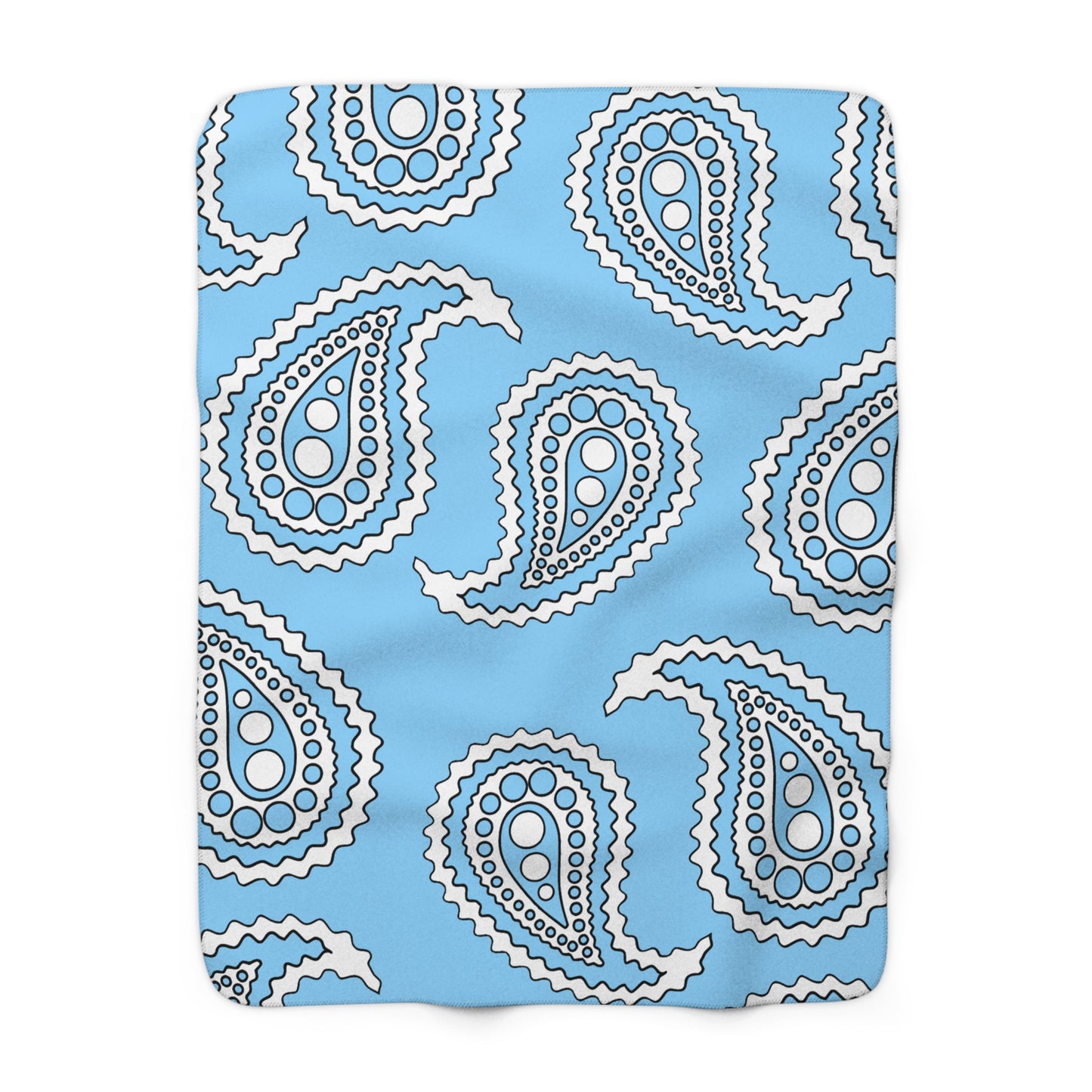 Light Blue, White Retro Paisley Blanket Throw